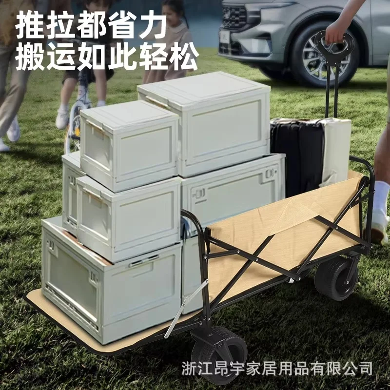 Collapsible Outdoor Camping Wagon Carbon Steel Frame Thick Waterproof Oxford Cloth Large Capacity Cart For Picnic Vendor Booth