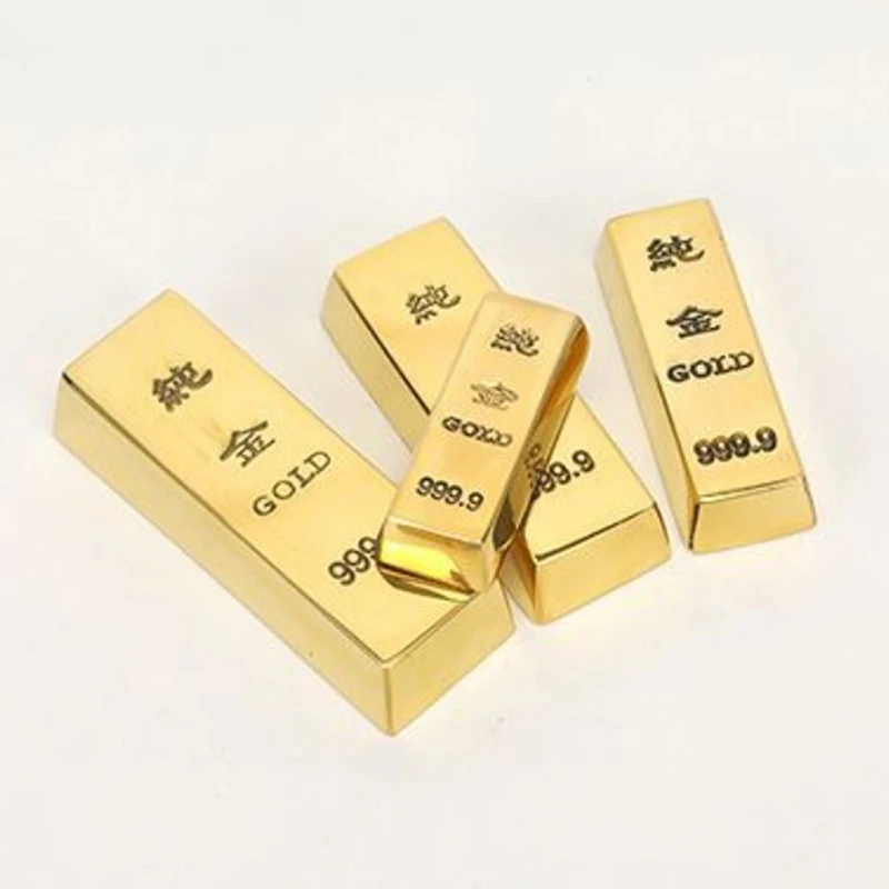 1pc Pure Copper Imitation Gold Bar Fake Gold Bar Ingot Brass Solid Props Gold Bullion Copper Gold Bar Car Decor Home Decor