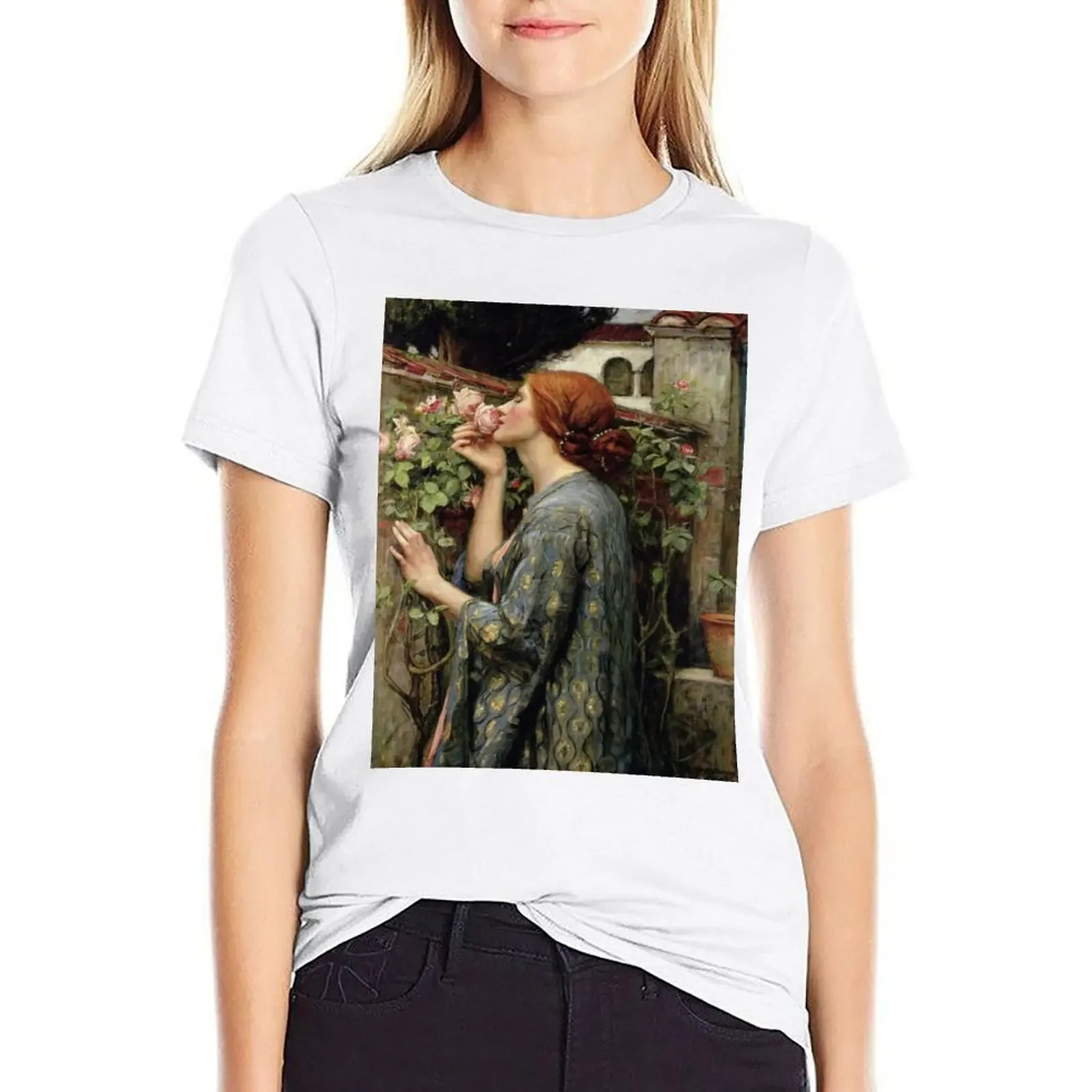 John William Waterhouse - The Soul of the Rose,No, 02. T-shirt summer top Blouse Woman T-shirts