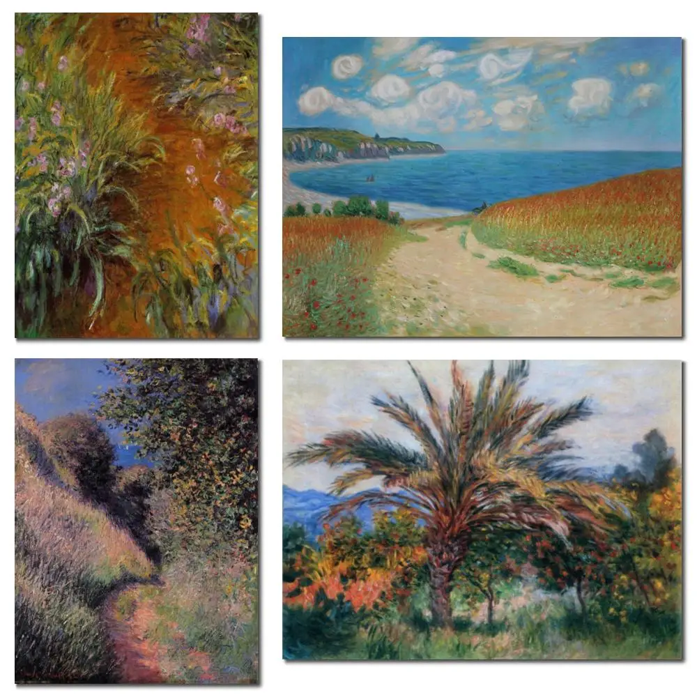 

Claude Monet Artwork Path Impressionist Hand Painted Painting in Oils Canvas for Office Dark Spaces Wall Decor