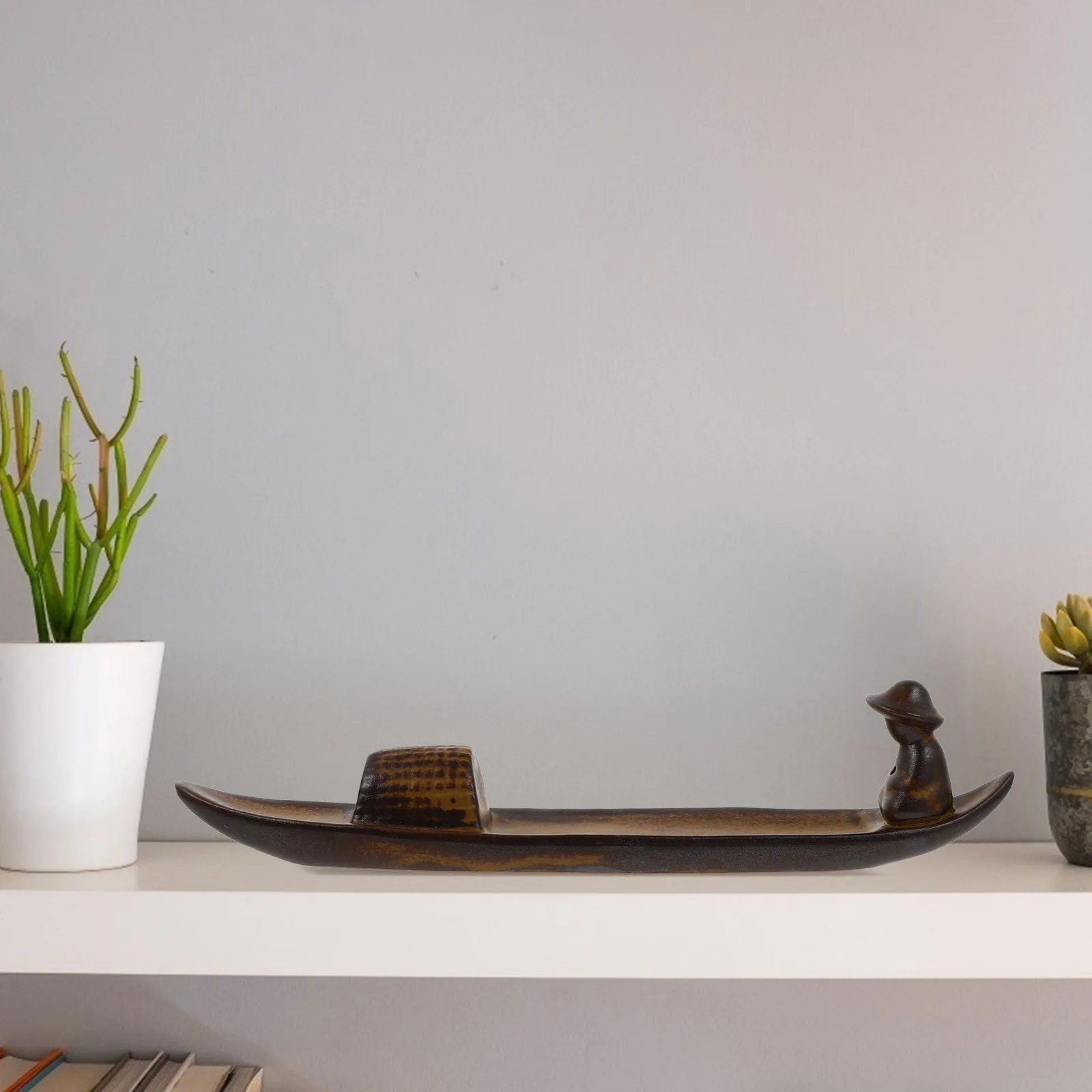 

1Pcs Ceramic Incense Stick Holder Vintage Boat Shape Classic Stick Incense Burner for Home Office Yoga Spa Decor