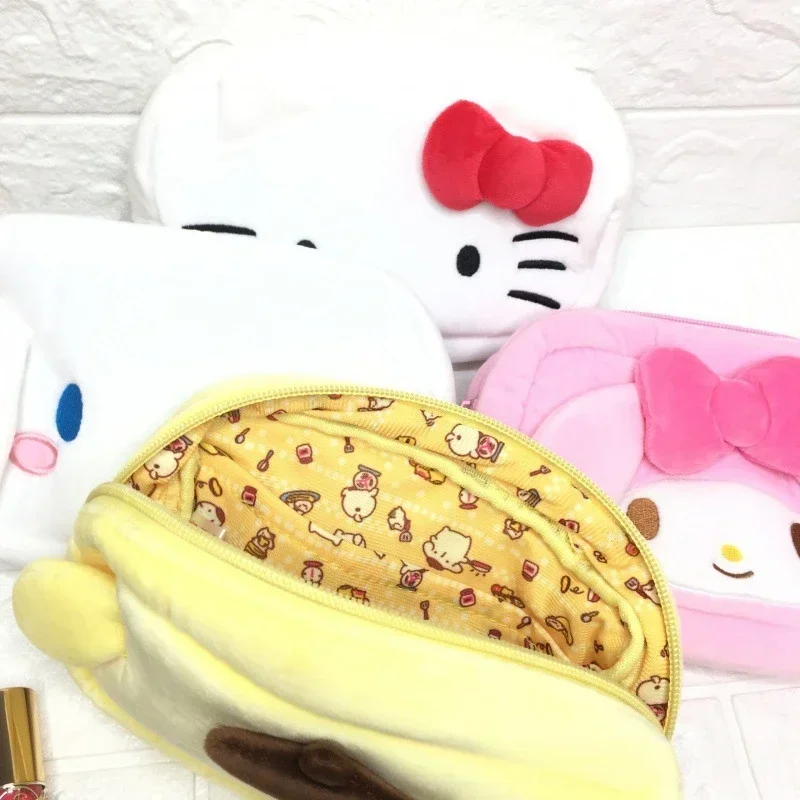 Sanrio Cinnamoroll Borsa per cosmetici Pom Pom Purin Astuccio per studenti XO Nero Cosmetico Piccoli oggetti Portafoglio portaoggetti Simpatico cuore femminile