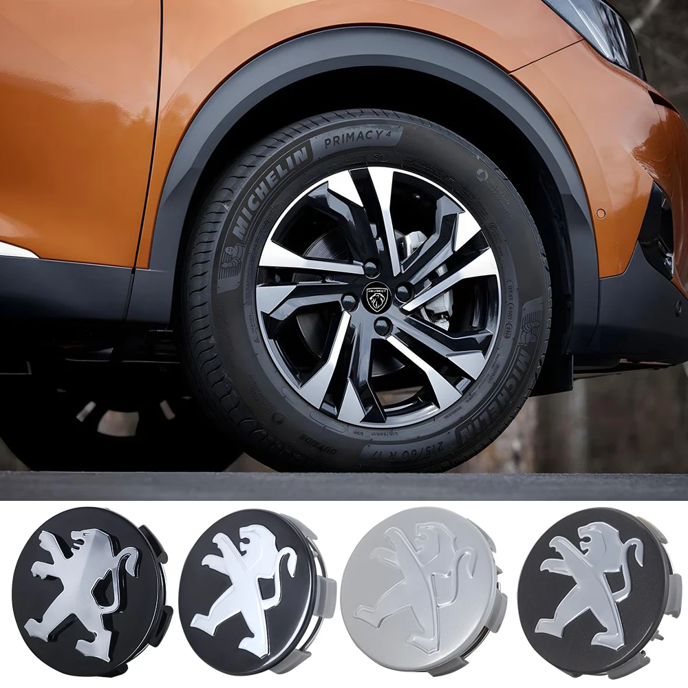 4 Stuks Auto Naafdoppen Stickers voor Peugeot New 5008 4008 3008 2008 508 408 308 208 RCZ 56mm, Wielnaaf Center Caps Cover Sticker Wiel Hup Cap Trim Badge Embleem Accessoires,Black