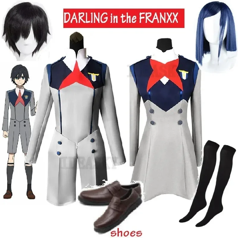 DARLING in the FRANXX Косплей Хиро Ичиго Кокоро Zero Two Косплей Школьная форма Костюм Парик обувь Аниме Хэллоуин наряд ujfj