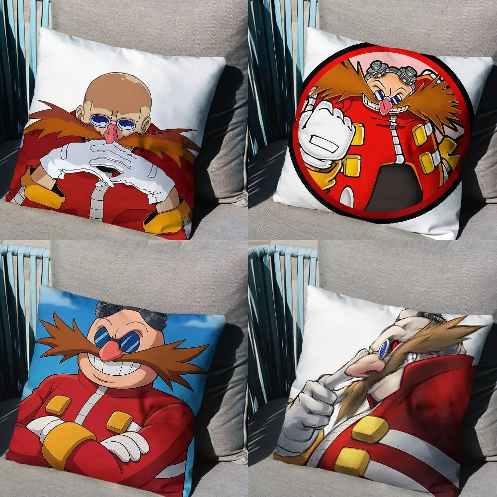 

Without hair Eggman Robotnik Pillow Case Anti-dustmite Pillowcase Invisible zipper silky short plush Sofa cushion cover
