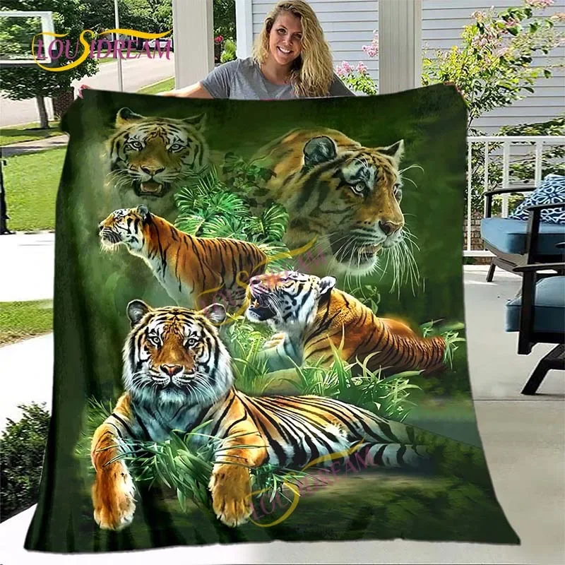 3D Printing Flannel Warm Animal Tiger Blanket Air Conditioning Warm Plush Carpet Mattress Sleeping Napkin Pet Hiking Blanket