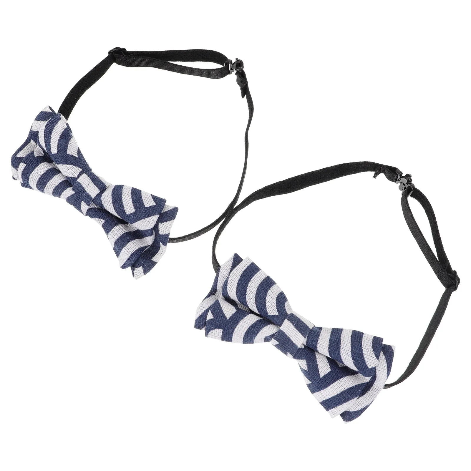 

2Pcs Blue White Striped Adjustable Boys Bowtie Pre-Tied Neck Band for Party School Formal Suit Kids Cravat Gift