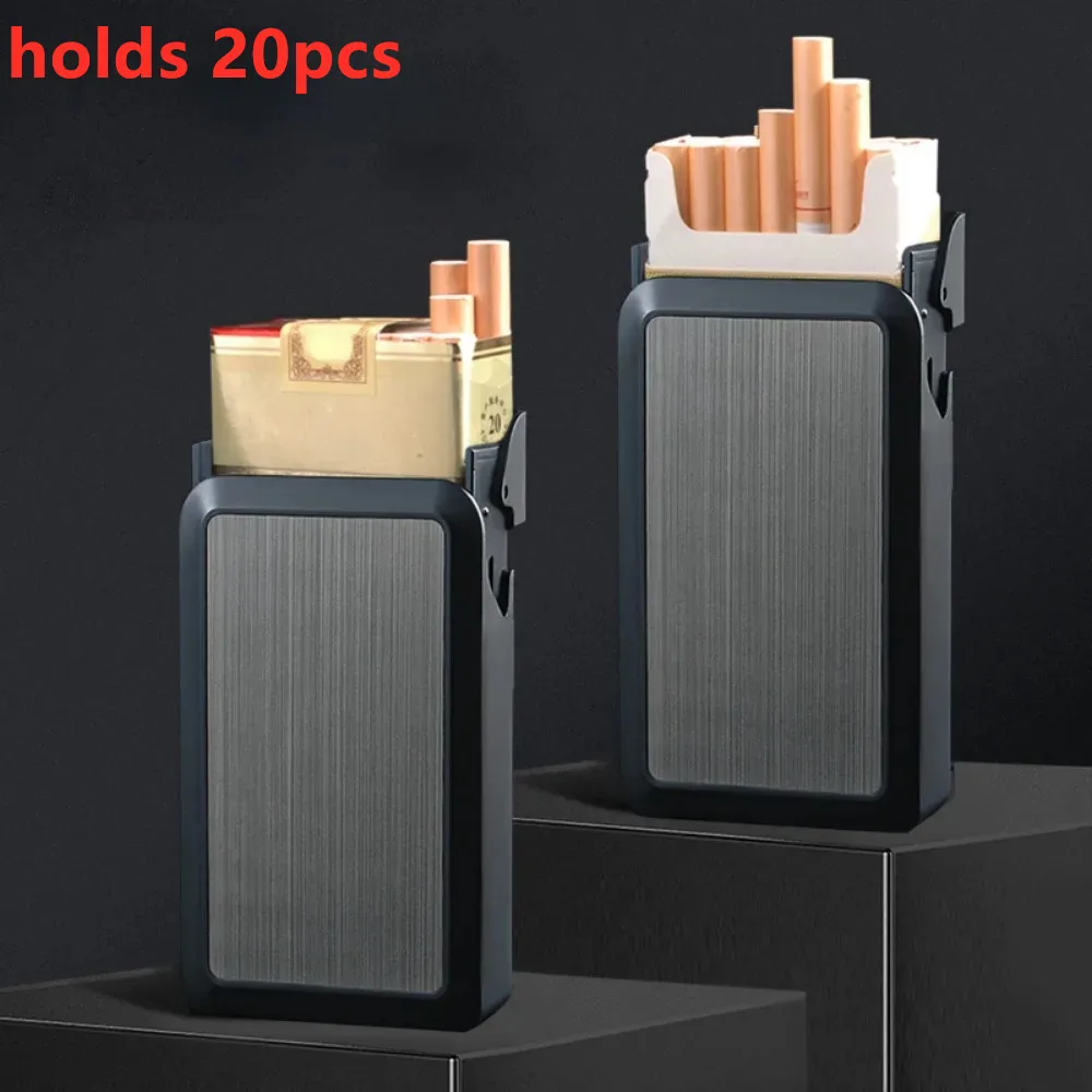 

Cigarette Case Holds 20pcs Whole Pack Coarse Smoke Automatic Flip Cover Smoking Storage Box Cigarettes Accessories For Mens Gift