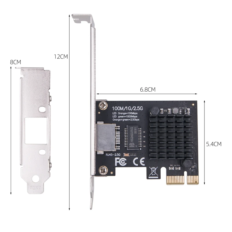 Tarjeta de red PCI Express X1 a Puerto RJ45, 2,5 Gb, Gigabit, Ethenet, 2500Mbps, Chip RTL8125BG, tarjeta LAN PCIE + soporte bajo