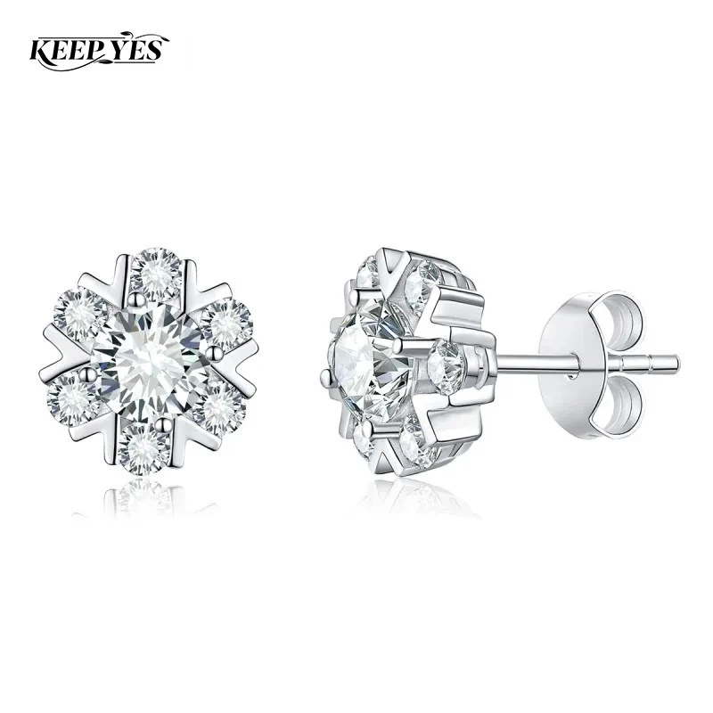 

Серьги-гвоздики KEEP YES Snowflake 0.5ct 5MM из стерлингового серебра 925 пробы с муассанитом и бриллиантами, позолоченные 18-каратным золотом, для женщин, на годовщину или свадьбу