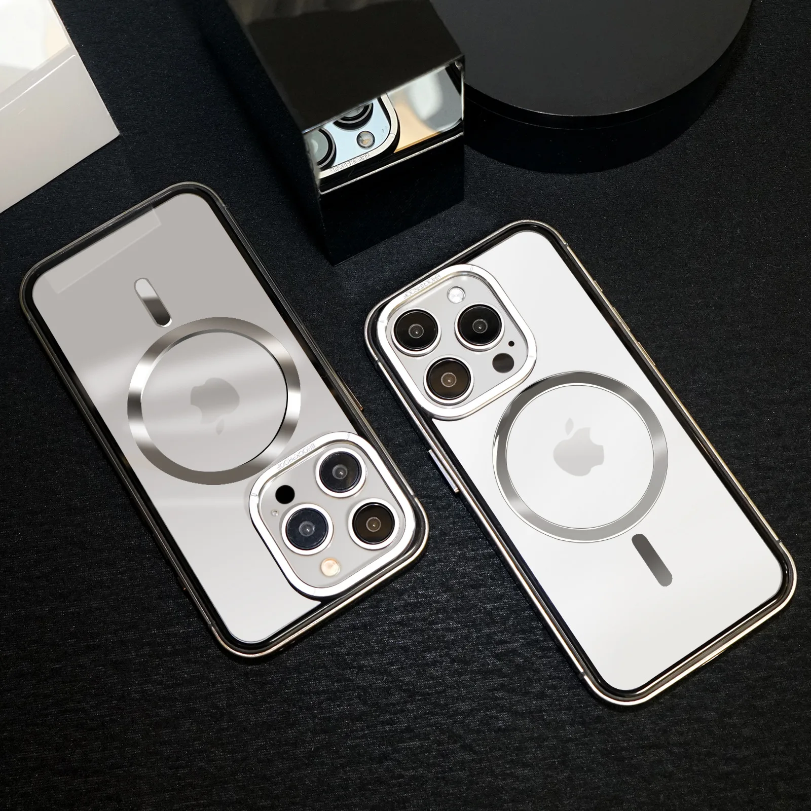 2024 Raw titanium alloy Case For iphone 16 15 Pro Max HD Magnetic magsafe wireless charge macropore lens protective back cover