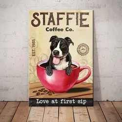 Metal Signs Staffordshire Bull Terrier Dog Coffee Company Signs Vintage Signs Retro Aluminum Sign for Home Cafe Kitchen 8x12 Inc