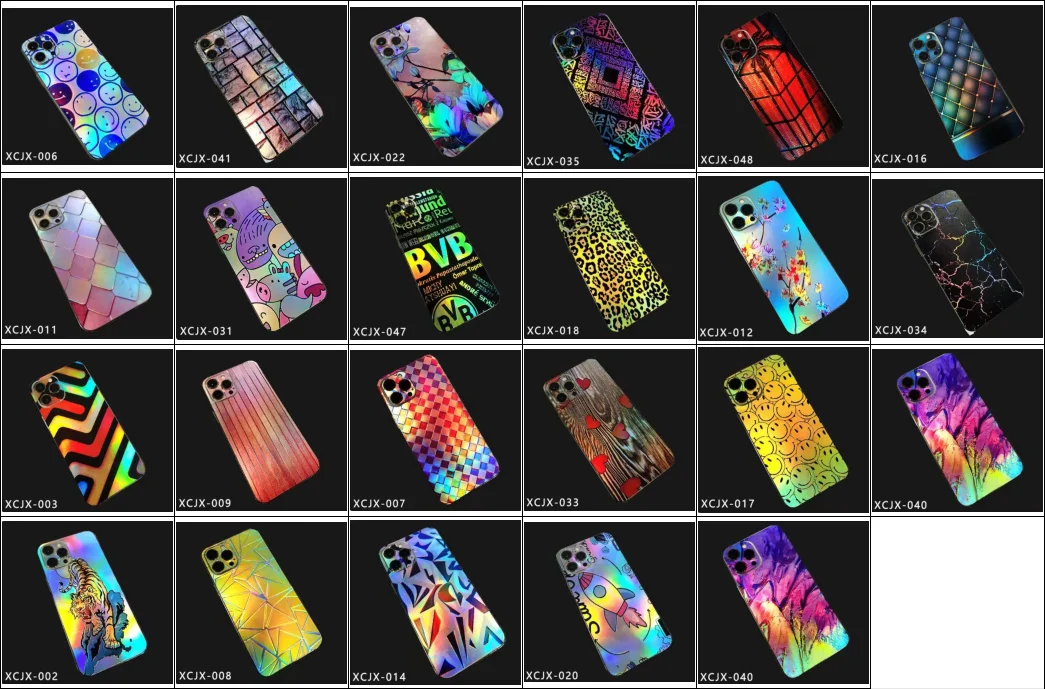 TUOLI 50pcs Color Relief Mobile Phone Back Cover Glass Protector Sheet Mixed Design Rear Sticker TL168 Film Cutter Plotter