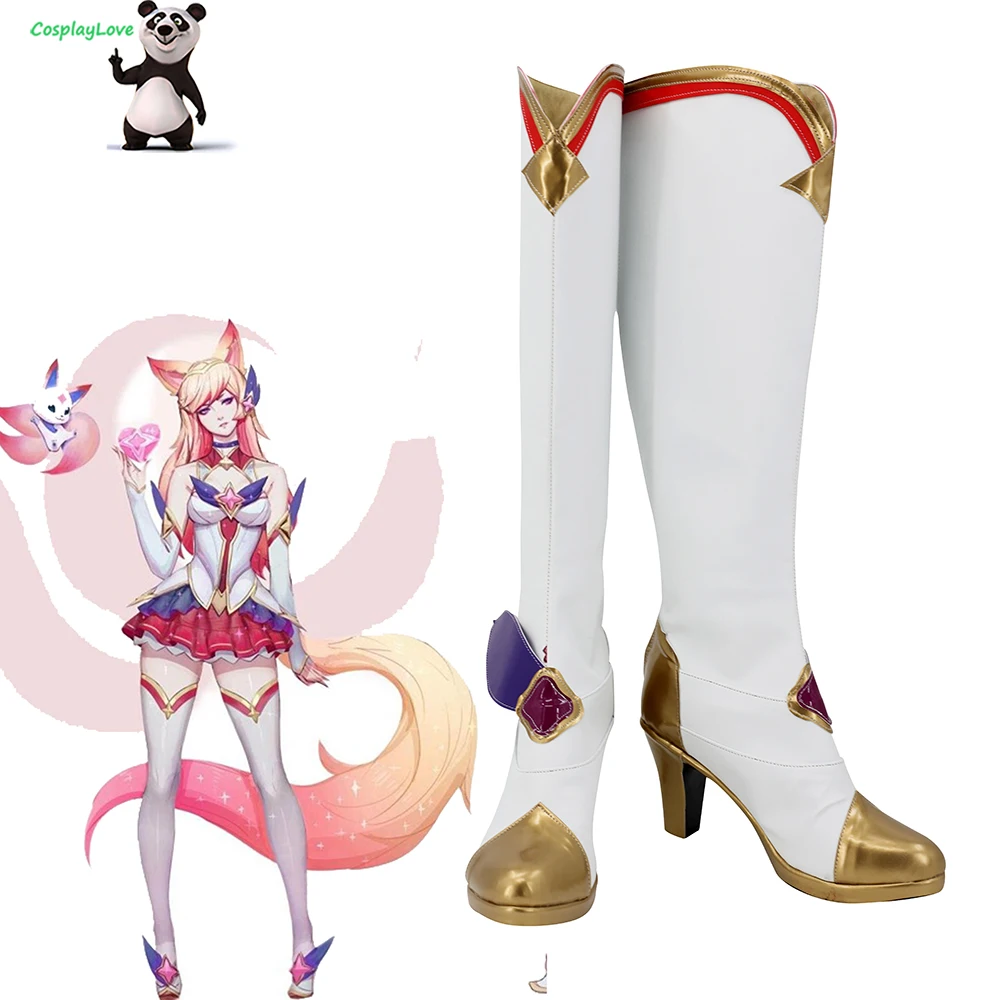 

КосплейLove LOL Game The Nine-Tailed Fox Ahri, белые туфли для косплея, длинные кожаные сапоги на заказ