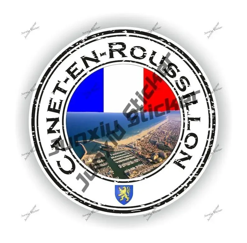 Canet-en-Roussillon Frankreich Siegel Aufkleber Wappen der französischen runden Flagge Emblem Vinyl personal isierte Aufkleber für Auto Geländewagen Stoßstange