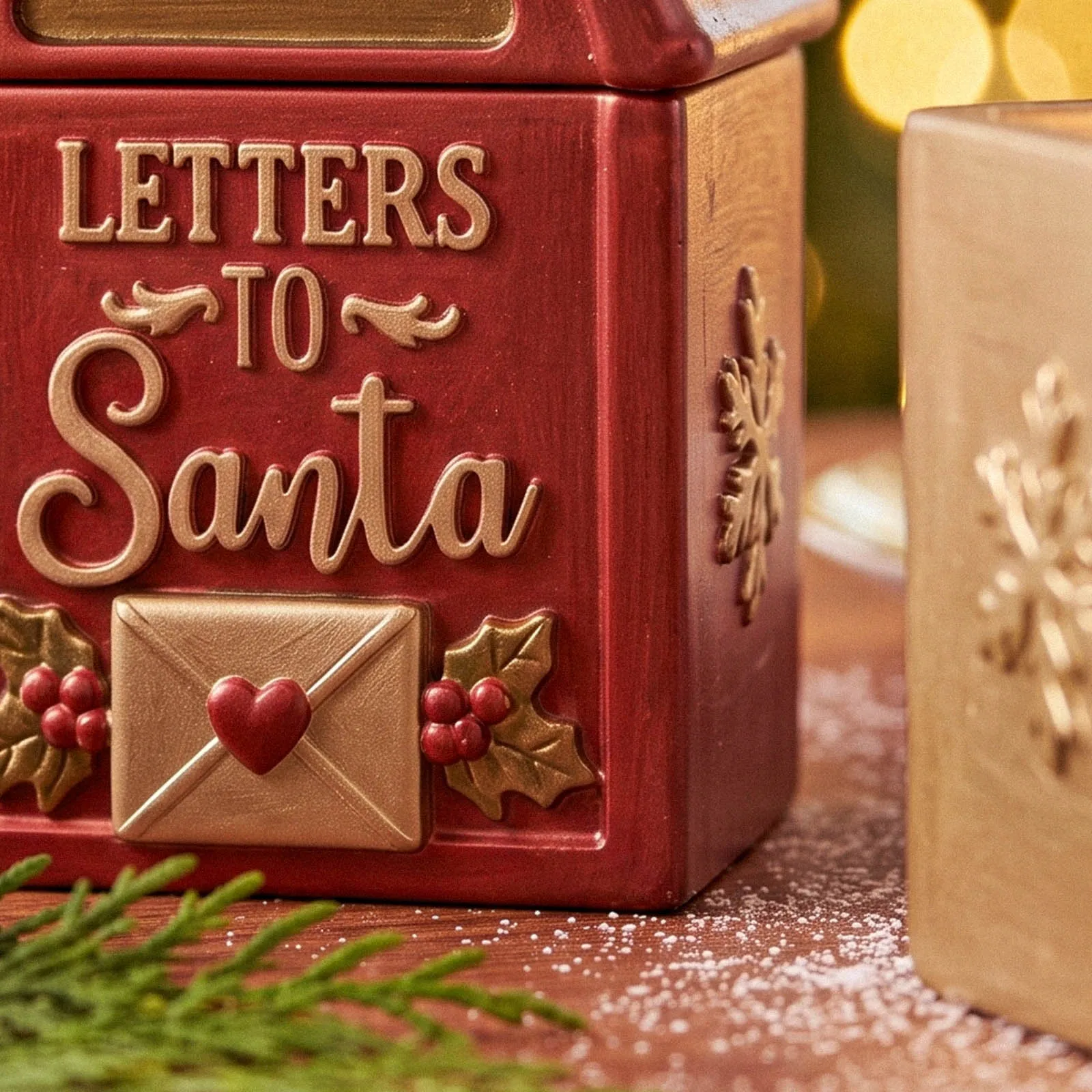 Santas Letter Box Candle Jar with Lid Concrete Silicone Mold DIY Christmas Molds for Gypsum and Jesmonite