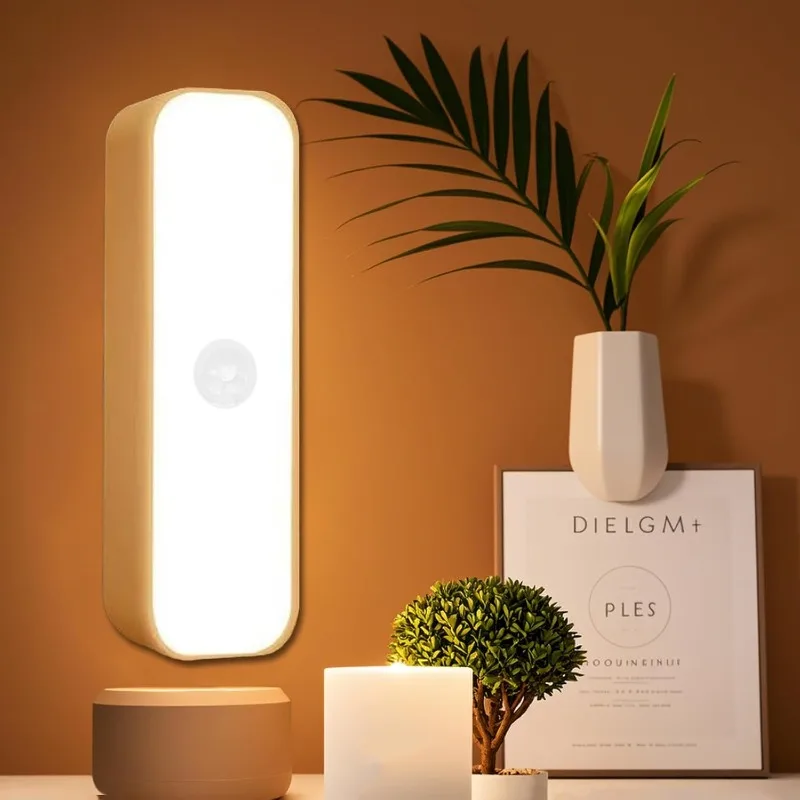 LED Motion Sensor Night Light Magnetic USB Rechargeable for Wardrobe Cabinet Bedroom Bathroom Hallway Closet Smart Lighting