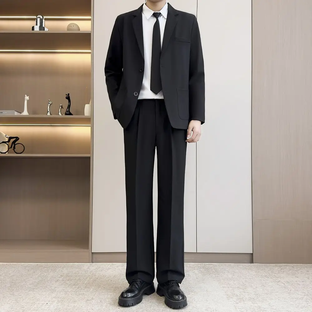 

Casual Versatile Bla Small Suit Set for Men Trendy Profional Formal Wear Polyester Spandex Spring Autumn Season