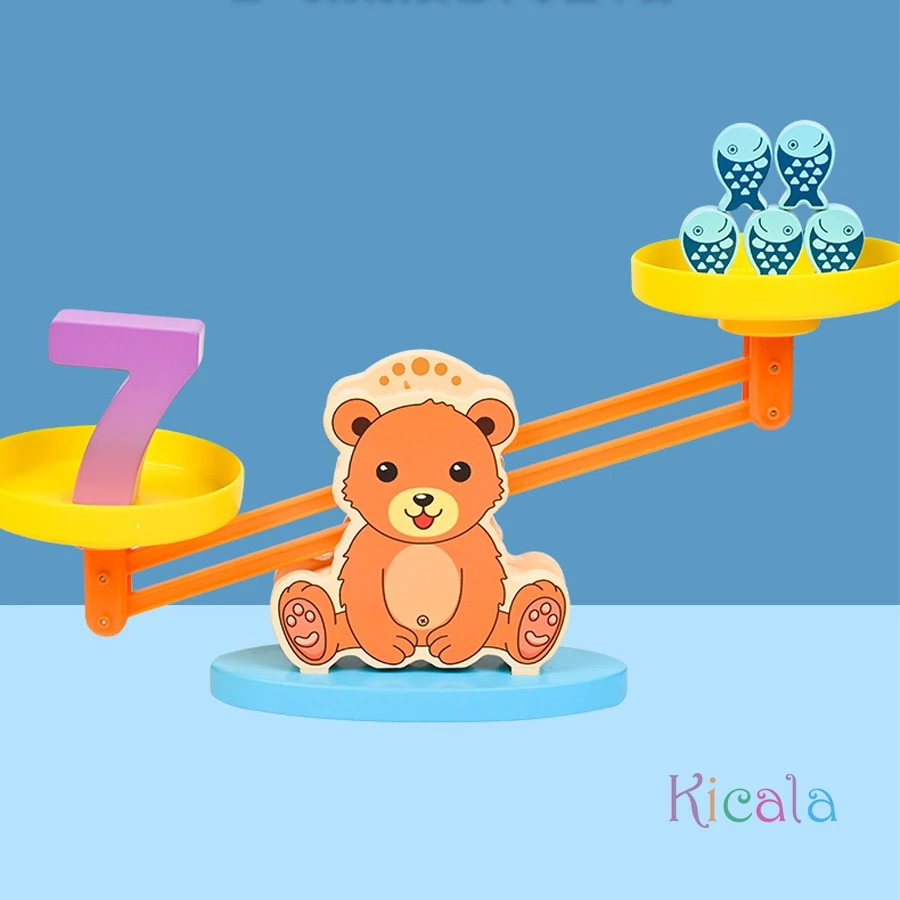 ألعاب الرياضيات الخشبية للأطفال موازين التوازن للأطفال رياض الأطفال مونتيسوري التعليم المبكر وزن ألعاب ألغاز هدية #2