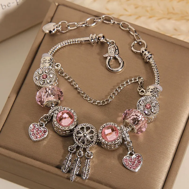Roland Purple Crystal Bracelet Female Ins niche design Fine Dream Catcher Six Star Pendant Bracelet pulsera envio gratis