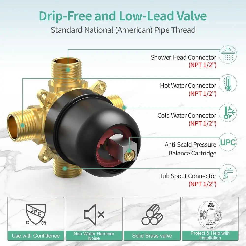 Matte Black Dual Function Shower System with 35-Setting Tub Spout, Single Handle Mixer and 3-Way Diverter