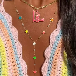 2024 Summer New Arrived Fashion Women Jewelry Colorful Enamel Star Charm Long Y Lariat Necklace