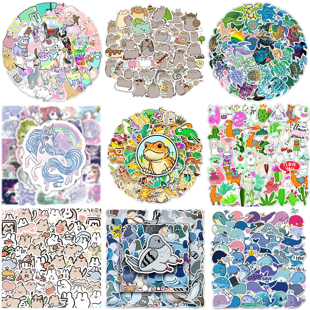 10/30/50PC Cute Cartoon Animals Stickers Series Creative Cat Bunny Graffiti Laptop Skateboard Luggage Phone Decoration Wholesale