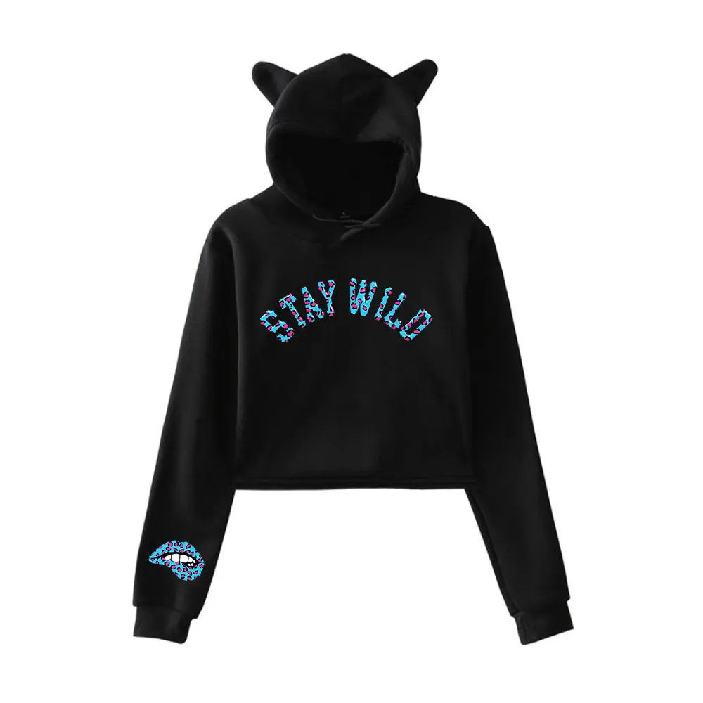 

Ben Azelart Stay Wild Lip Hoodie Vintage 90s Streetwear Hoodie Merch Hoodies Fashion Sweatshirts for Girls Cat Ear Crop women