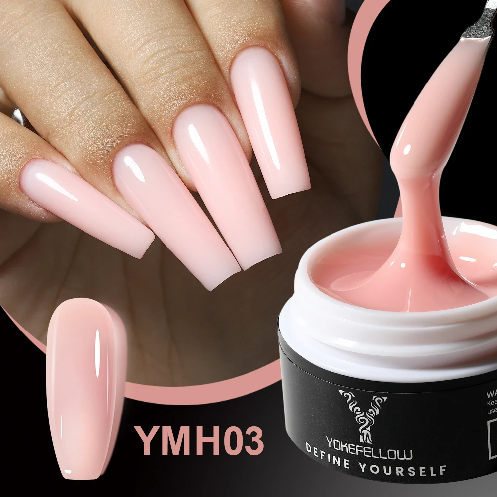 

YOKEFELLOW Builder Nail Gel 15g Jelly Nude Pink Hard Gel for Nails Extension Gel Nail Polish Strengthener Gel Poly Gel Nail Art