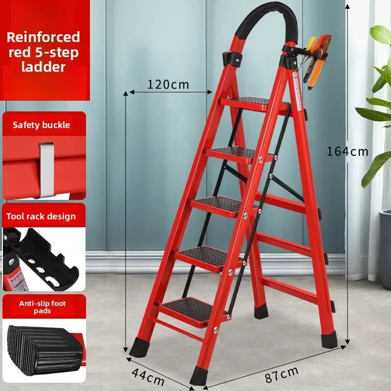 Household Goods Ladder Folding Herringbone Ladder Indoor Dual-purpose Trapezoidal Small Step Ladder Portable And Movable