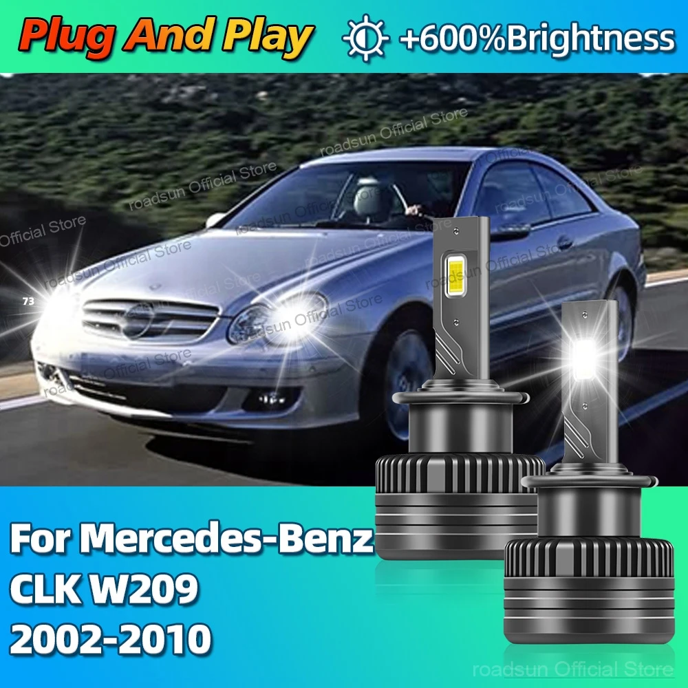 

2 шт. светодиодные фары HID D2S, лампы Canbus, автомобильный свет 30000LM, яркие для Mercedes-Benz CLK W209 2002 2003 2004 2005 2006 2007-2010