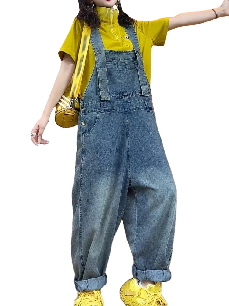 

Amax luluE Summer Vintage Womens Fashion Denim Overalls Loose Casual Jeans Ladies Classic High Waist Trousers Luxury Punk Pants