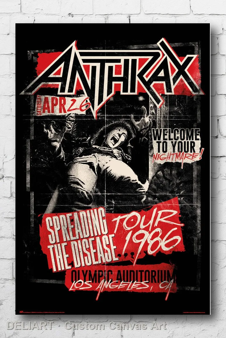 

ANTHRAX - SPREADING THE DISEASE MUSIC Canvas Poster Custom Size Available Room Decoration Home Decor Wall Art