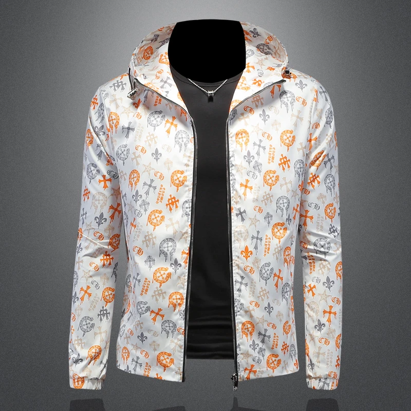 

Spring 2025 New Personality Printed Jacket Men's Hooded Jacket Trend European Station Trend Brand Hooded Clothes