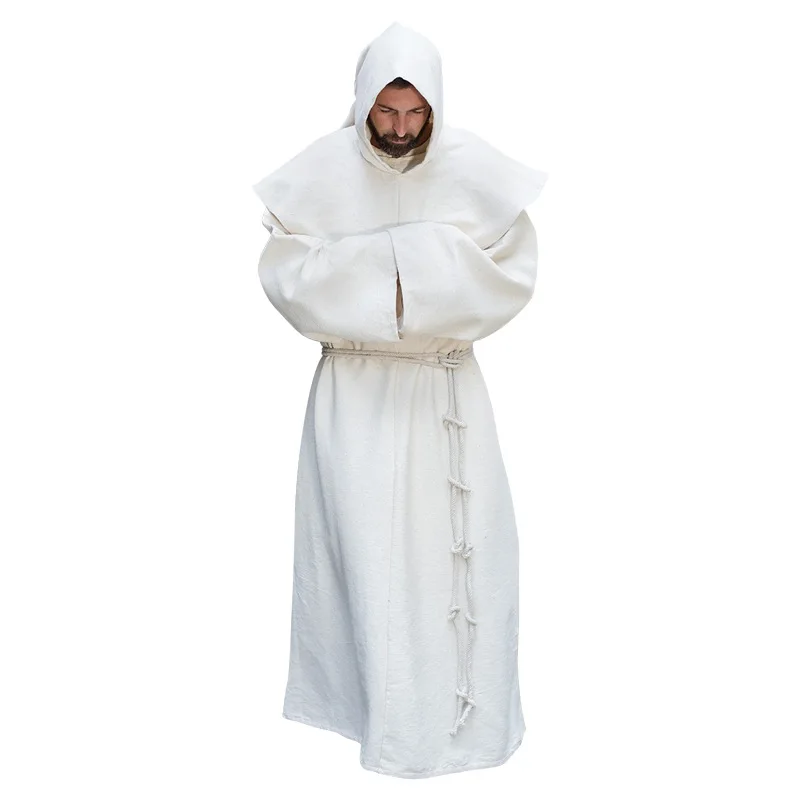 Renaissance Cosplay Mönchskutte Geistlichen-Schulterkleidung Brüderliche Religiöse Heiligen-Kostüm Herren Priester-Kappe Halloween-Party Übergrößen-Robe – Detail 6