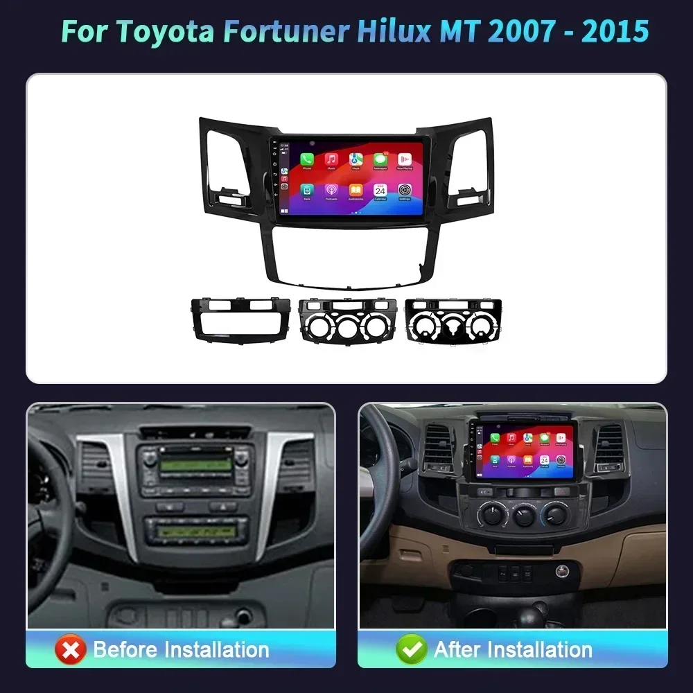 For Toyota Fortuner Hilux MT 2007-2015 Car Radio Multimedia Navigation 4G GPS Car Android Wireless Carplay Touch Screen Stereo