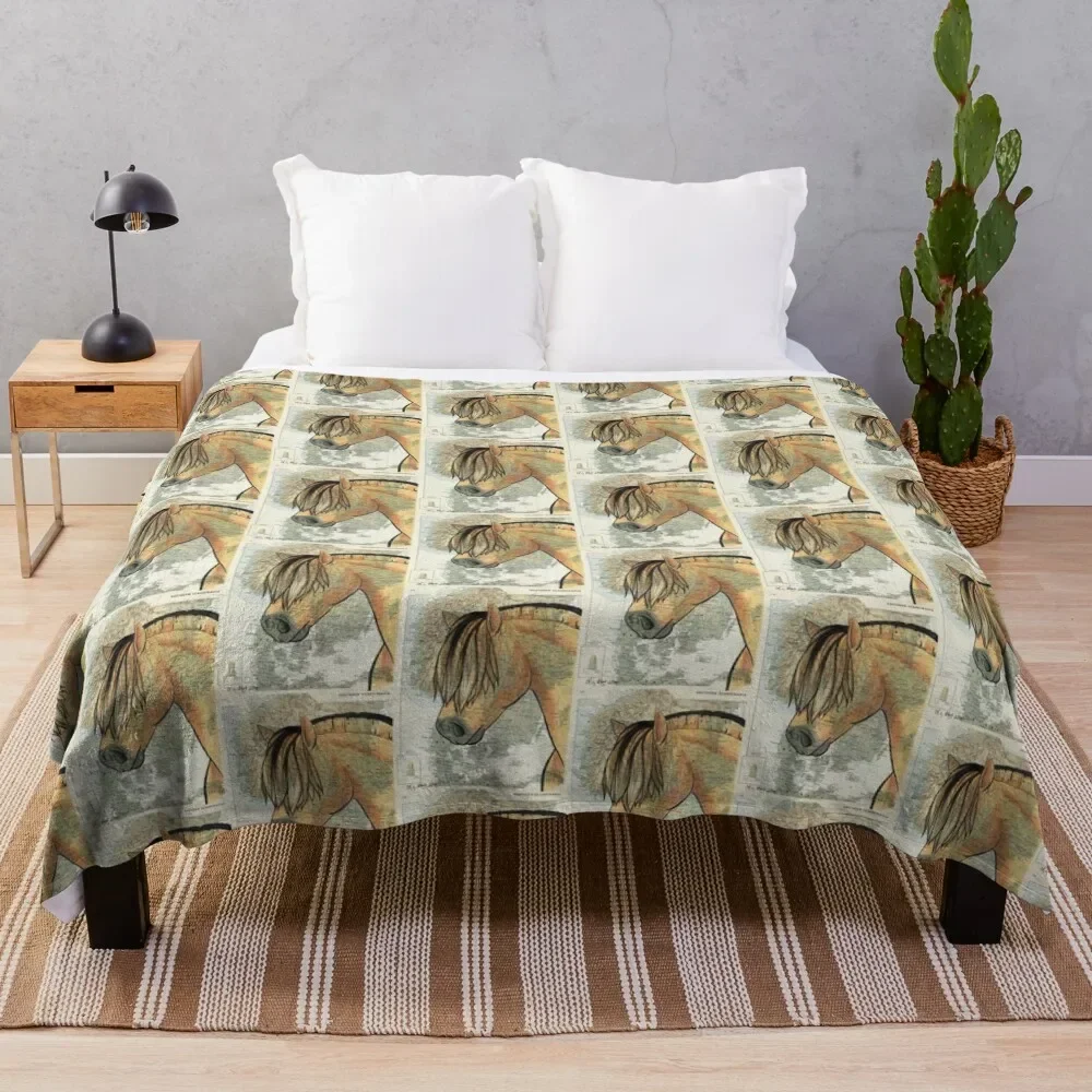 

Fjord Horse on Map Throw Blanket Blankets For Bed Luxury Designer Summer Beddings for winter Blankets