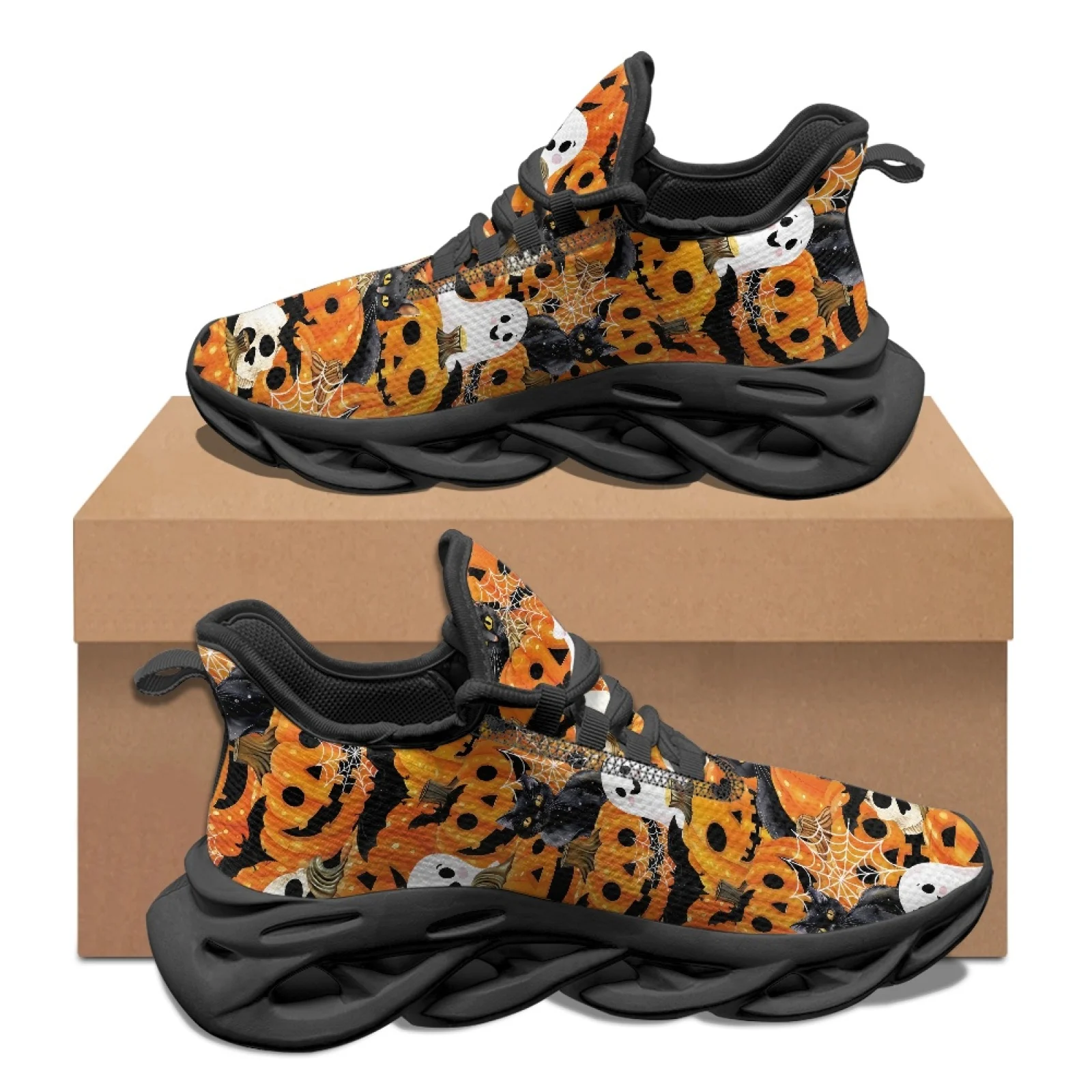 PENSTROLL Pumpkin Ghost Athletic Sneakers Mesh & EVA Tennis Sneakers Comfortable Fashion Sneakers for Sports