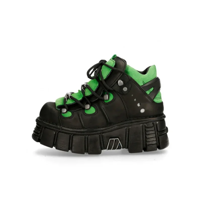 2026 Spring Autumn New Low-Top Metal Platform Shoes Sole Dad Shoes Heightening Punk Shoes Thick Sole Round Toe Single Shoes