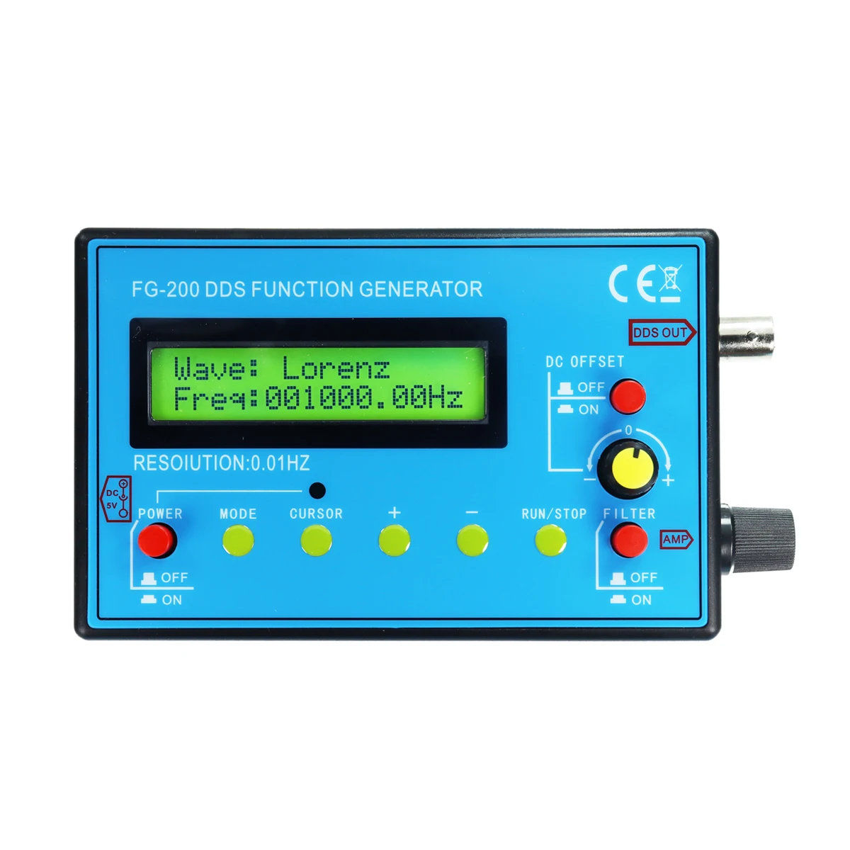 FG-200 DDS Function Signal Generator Frequency Counter 0.01Hz - 500KHz Signal Source Module Sine+Square+Sawtooth Waveform