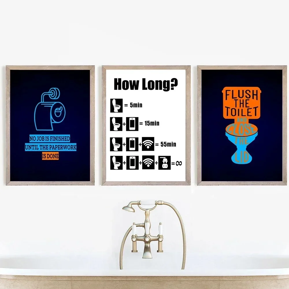 مثير بأعقاب مضحك الحمام تعريف علامة قواعد المرحاض يقتبس الجمالية قماش اللوحة ملصق جدار صورة فنية غرفة الديكور #4