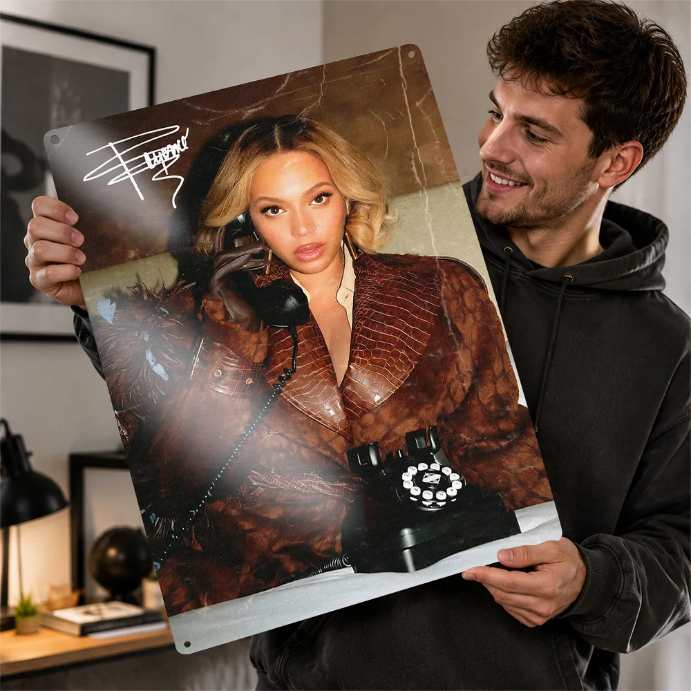 Beyoncé Telephone Portrait Textured Poster Customized Metal Tin Sign Chart Topper Style Wall Art For Entertainment Space Decor