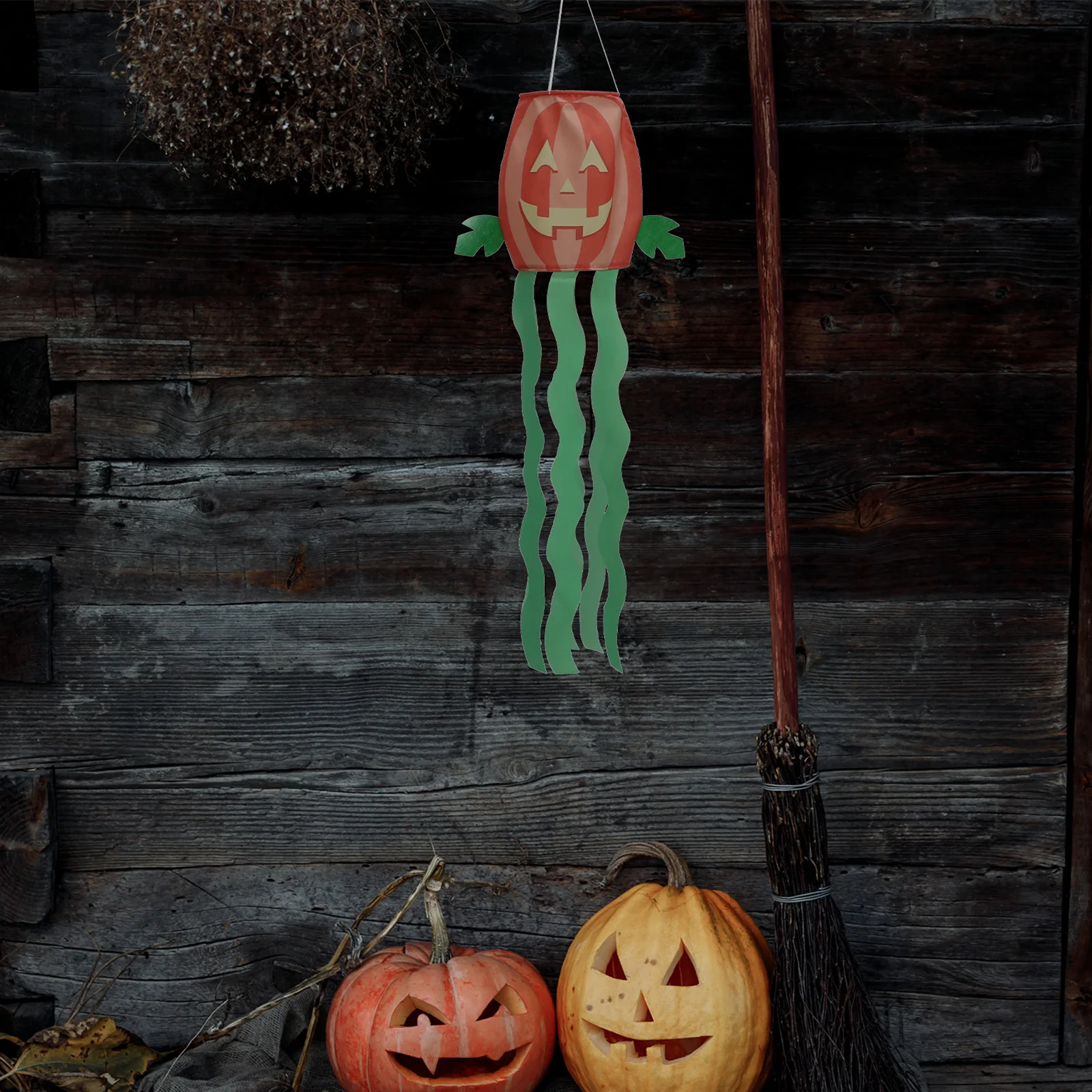 

Halloween Windsock Flags Pumpkin Wind Direction Decor Yard Hanging Polyester Banner Bright Color Non Fading Durability Outdoor