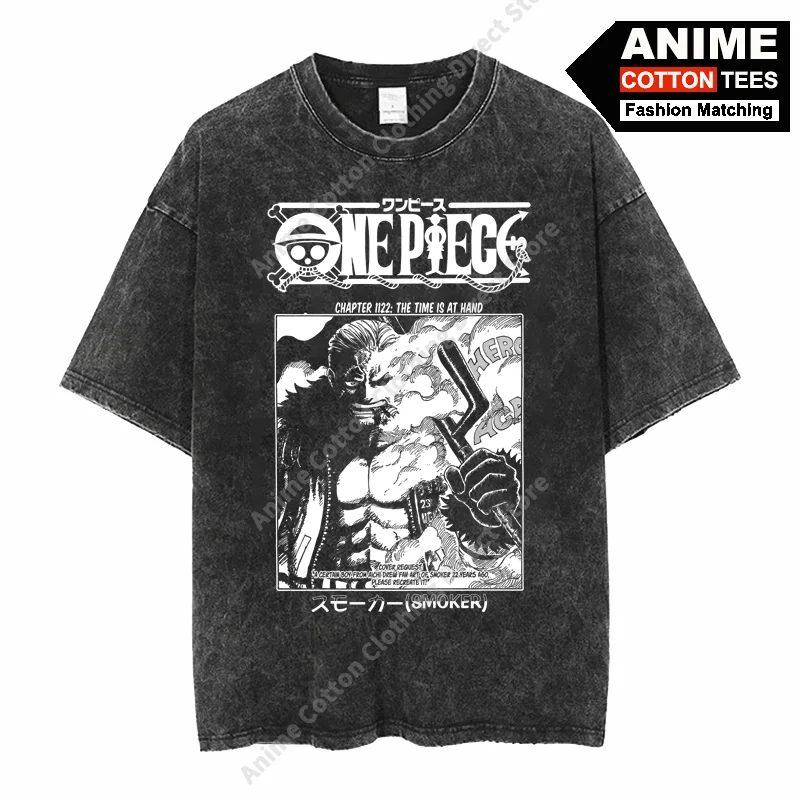 

Аниме One Piece - Smoke Fruit Smoker Футболка y2k Harajuku Street Мужчины Женщины Топы с короткими рукавами Хлопковые винтажные повседневные свободные футболки