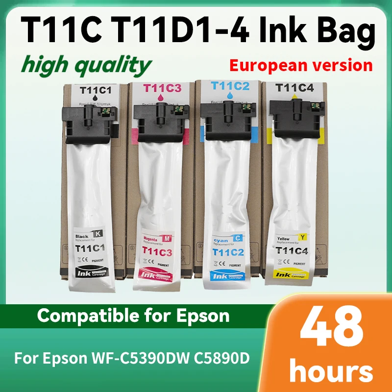 4colors/set Compatible With Chip Pigment Ink For Epson WF-C5390DW C5890D Printer Ink Bag Cartridge For Epson T11C1 T11D1 Ink Bag
