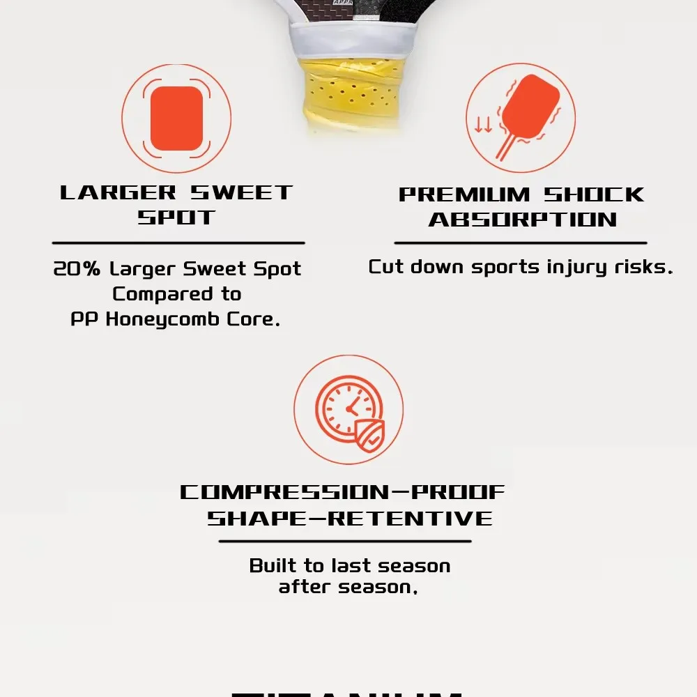 SHOGUN Klassischer Pickleball-Schläger, Titan-Drahtflächen-Design, USAPA-Zertifiziert, EPP-Schaumkern, Rutschfester Griff, Liga-Modell – Detail 4
