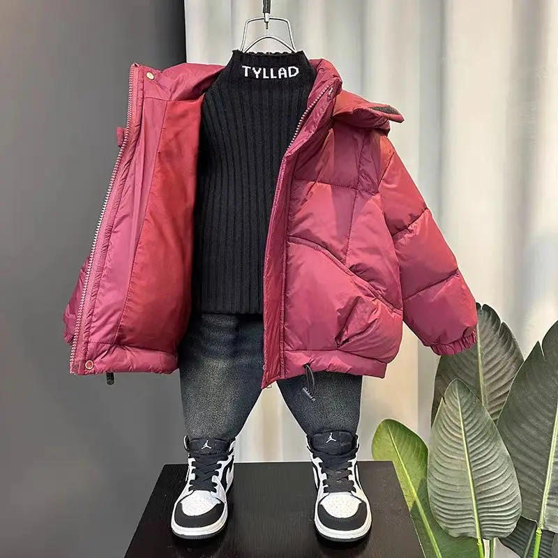 

2025 New Thickened Korean Style Boys' Winter Cotton Coat Thickened Stylish Baby Winter Jacket