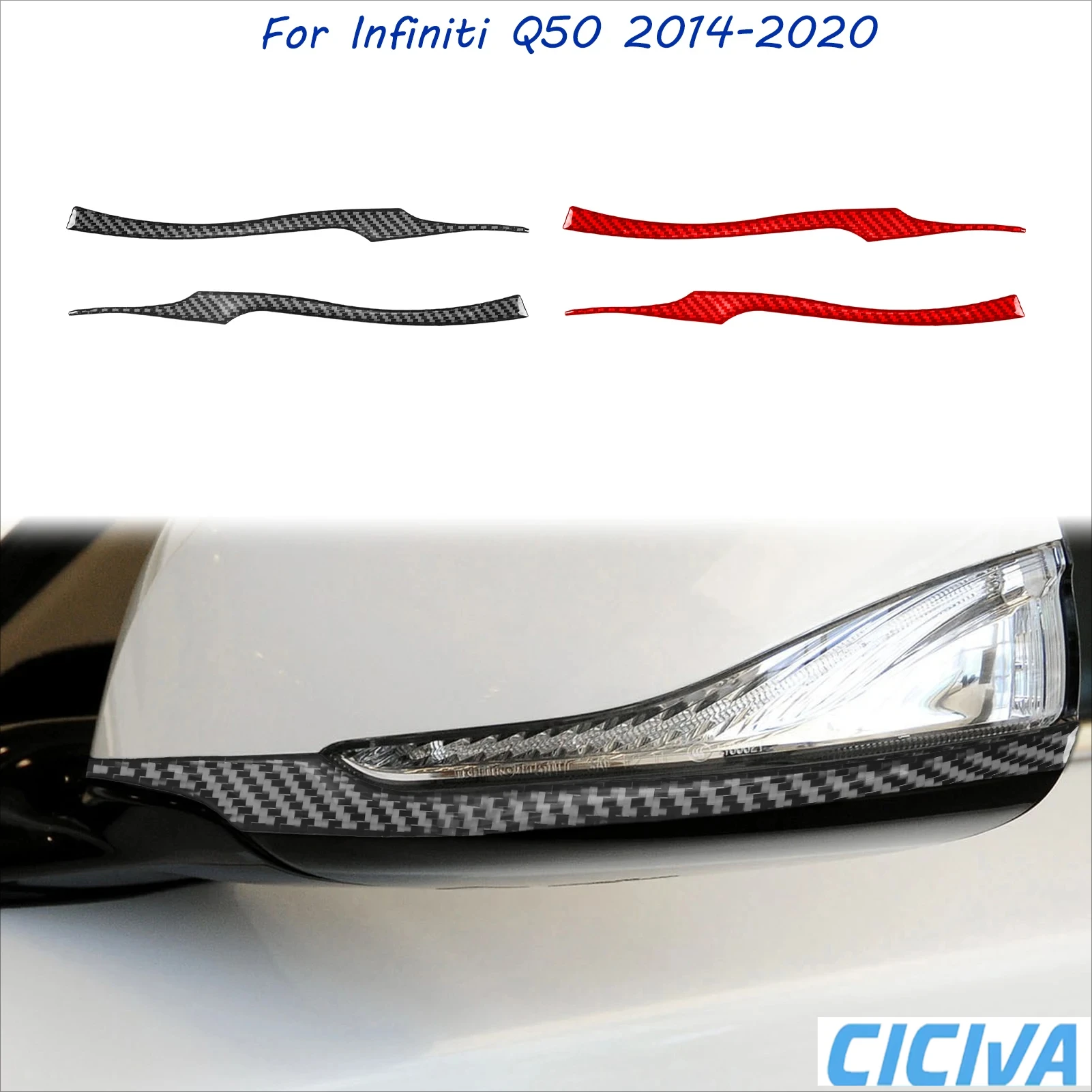 

For Infiniti Q50 2014-2020 Auto Side Window Rearview Mirror Soft Carbon Fiber Car Decoration External Accessories Cover Stickers