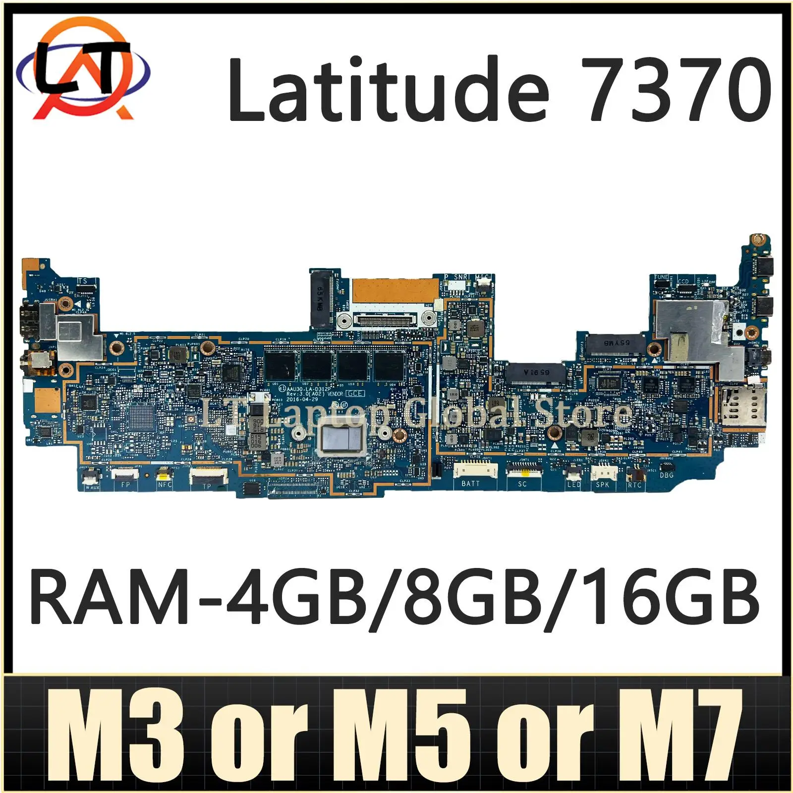 LA-D312P Mainboard UNTUK Dell Latitude 13.3 "7370 Motherboard Laptop M3 M5 M7 RAM-4GB/8GB/16GB