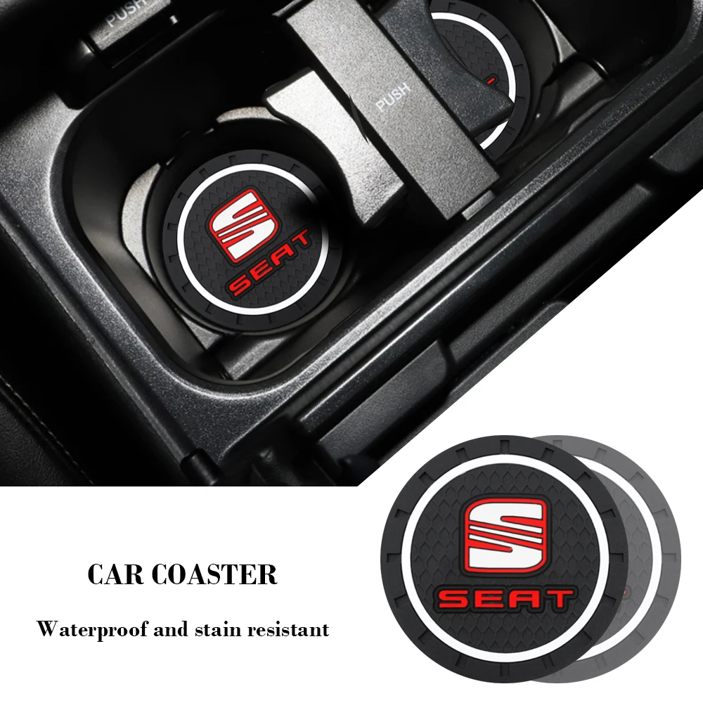 1/2Pcs Car Anti-Slip Silicone Coaster Water Cup Pads For Seat Leon Ibiza Ateca Arona Toledo Altea Alhambra Arosa FR Mii E-Racer